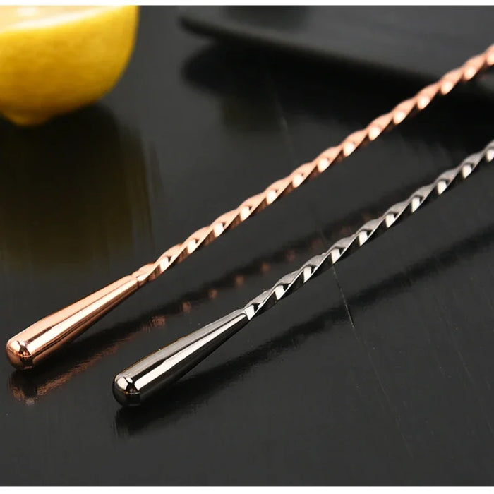 Stainless Steel Mixing Bar Spoon - Spiral Pattern Handle With Teardrop Spoon 20/30/40cm