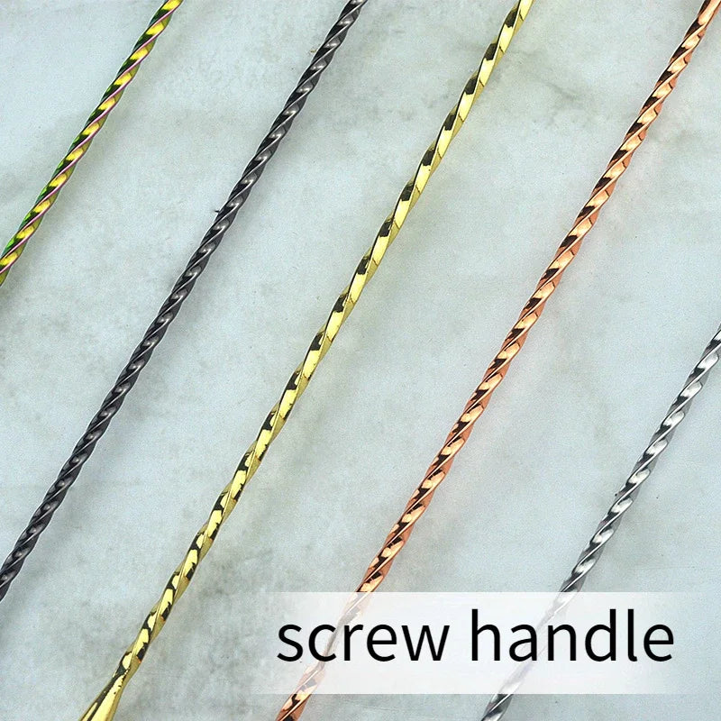 Stainless Steel Mixing Bar Spoon - Spiral Pattern Handle With Teardrop Spoon 20/30/40cm