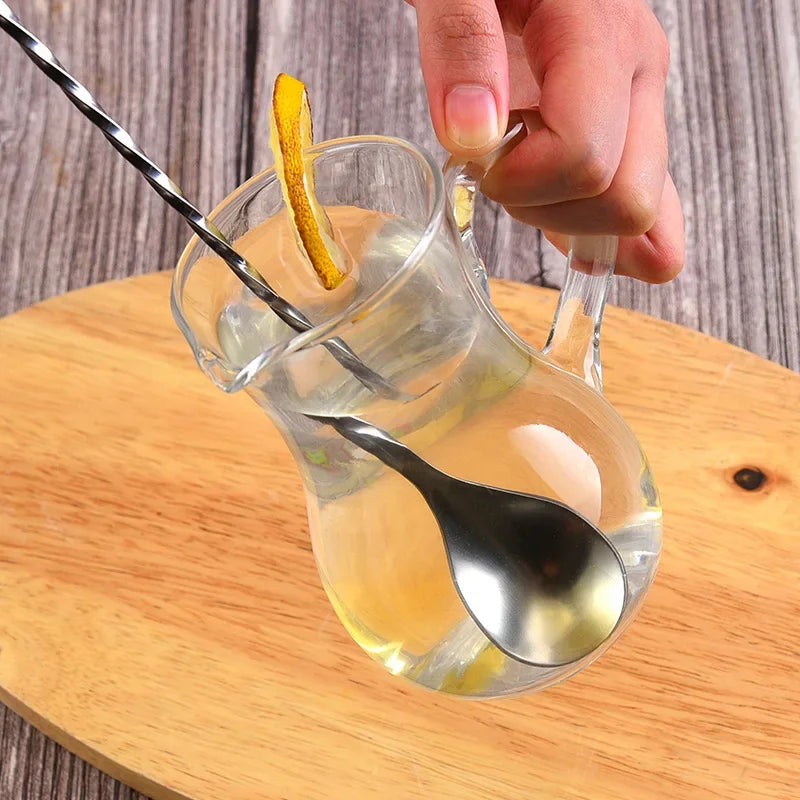 Stainless Steel Mixing Bar Spoon - Spiral Pattern Handle With Teardrop Spoon 20/30/40cm