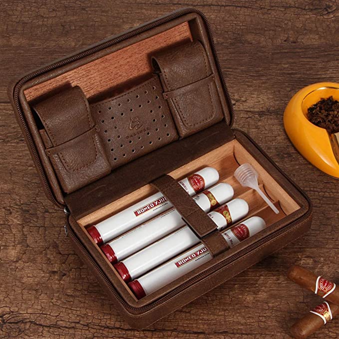 GALINER Cigar Case Travel Humidor Leather Bag