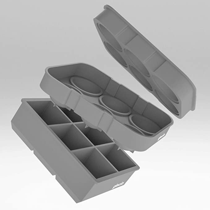 Glacio Ice Cube Trays Silicone Combo Ice Molds - Set of 2