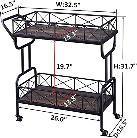 HOMISSUE Rolling Kitchen Serving Cart Bar Buffet Cart
