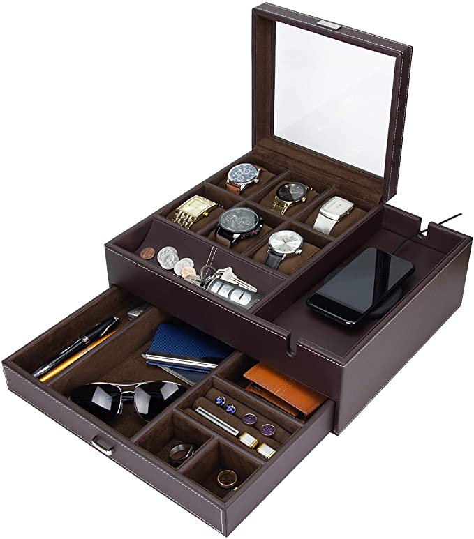 HOUNDSBAY Commander Dresser Valet Watch Box Case