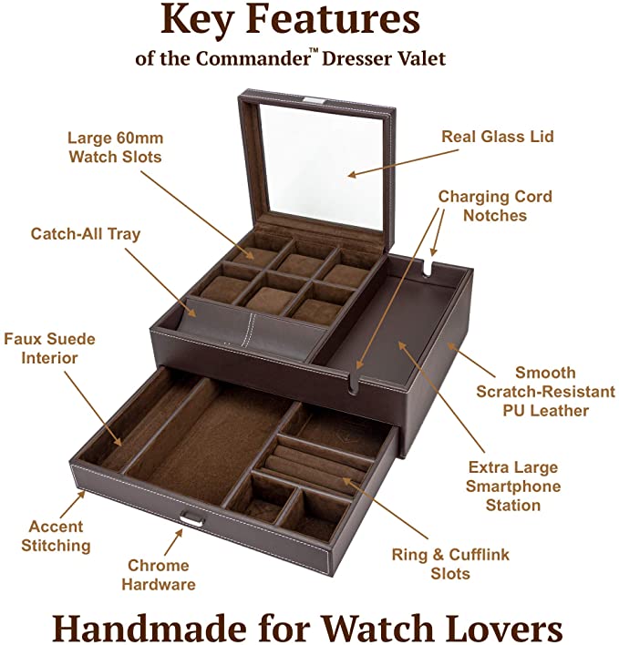 HOUNDSBAY Commander Dresser Valet Watch Box Case