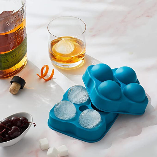 Glacio Premium Silicone Ice Tray Set - 2-in-1 Combo with Large 2 Square  Cubes & Sphere Ball Mold - Ideal for Whiskey, Cocktails, and Beverages -  Easy