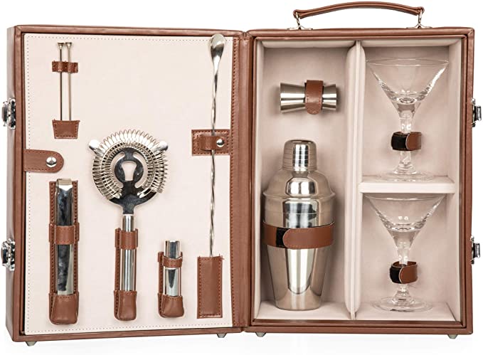 Legacy - a Picnic Time Brand Manhattan Cocktail Travel Set with Bar Tools, Mahogany