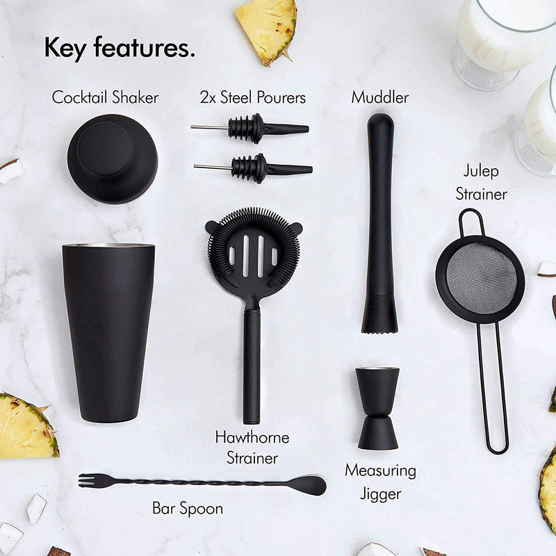 Matte Black Stainless Steel Cocktail Shaker Set