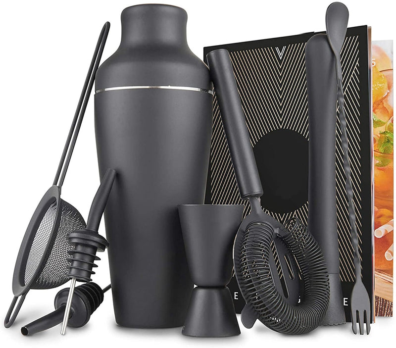 Matte Black Stainless Steel Cocktail Shaker Set