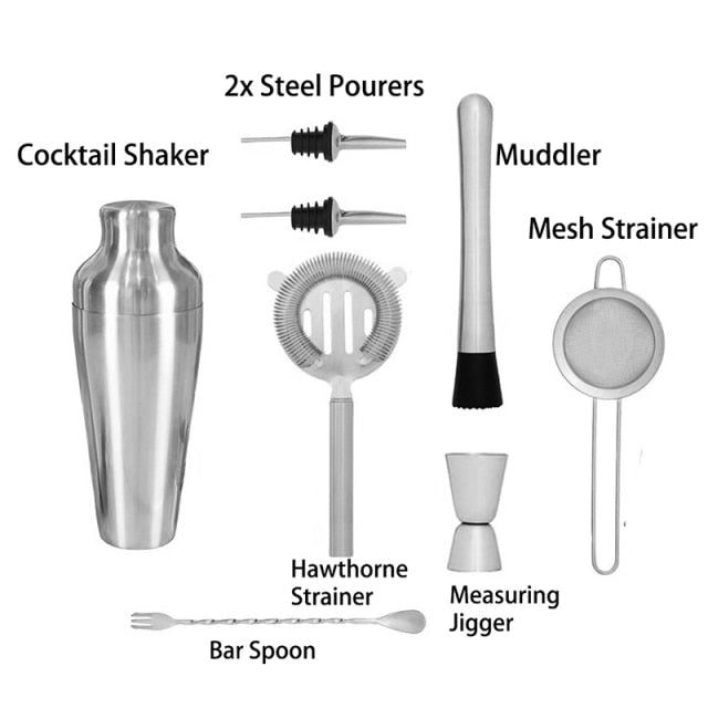 Matte Black Stainless Steel Cocktail Shaker Set