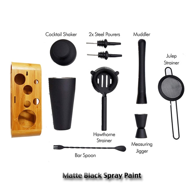Matte Black Stainless Steel Cocktail Shaker Set