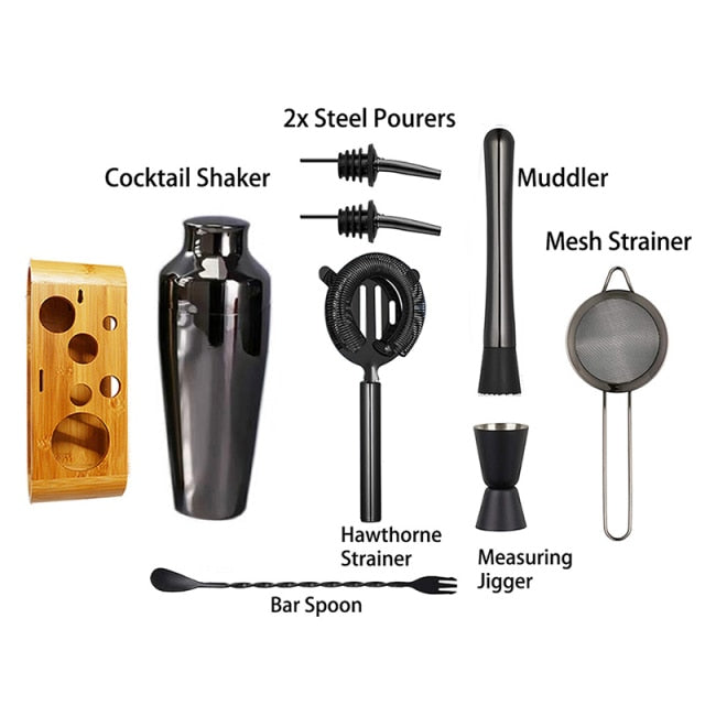 Matte Black Stainless Steel Cocktail Shaker Set