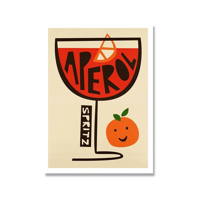 Cocktail Canvas Prints - Aperol Spritz, Gin, Manhattan, Negroni